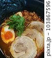 Japanese Noodles with Pork Close up View. 103867596