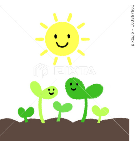 芽を出した可愛い新芽たちのイラスト 芽を出した可愛い新芽たちのイラスト 103867661