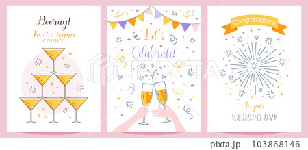 Happy Wedding Greeting Cards and Invitations Set Happy Wedding Greeting Cards and Invitations Set 103868146
