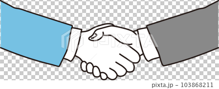 握手をしているビジネススーツを着た人間の手元 2C 103868211