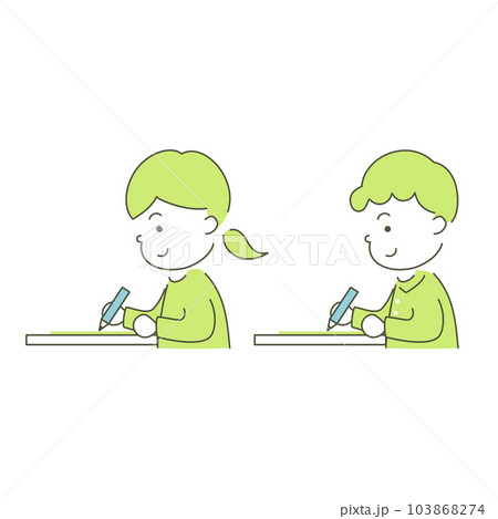 勉強する男の子と女の子の横顔のイラスト 103868274