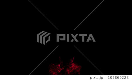 Chaotic Dance of Red Particles on black background. Combustion physics. Graphical representation of physical 103869228