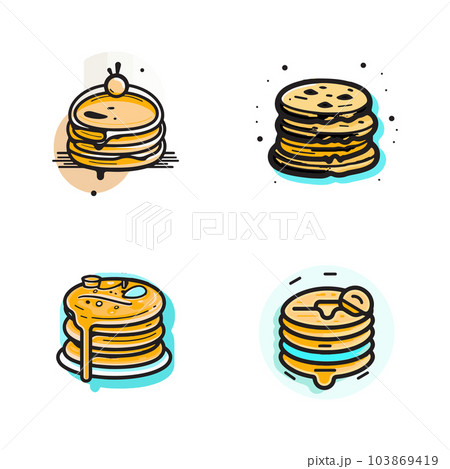 Hand Drawn vintage pancake in flat line art style 103869419
