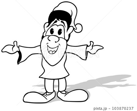 Drawing of a Dwarf with Open Arms 103870237