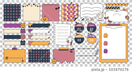 Memo and sticky note vector material set Halloween 103870276