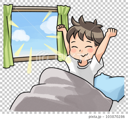 起床（元気に目が覚める人）のイラスト素材 [103870286] - PIXTA