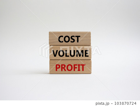 Cost Volume Profit symbol. Concept word Cost Volume Profit on wooden blocks. Beautiful white background. Business and Cost Volume Profit concept. Copy space 103870724