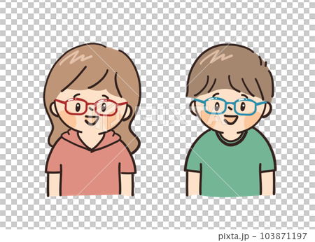 眼鏡をかけた笑顔の子ども達 103871197