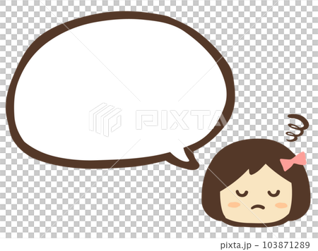 かわいい困った女の子の吹き出し／手書きイラスト素材 103871289