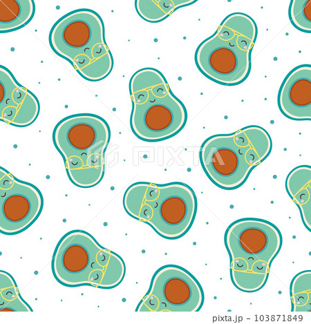 cartoon summer seamless pattern with cute avocado cartoon summer seamless pattern with cute avocado 103871849