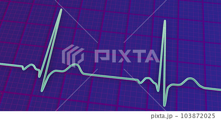 A normal electrocardiogram, 3D illustration displaying the electrical activity of the heart in a healthy individual, 103872025