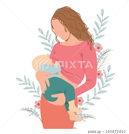 Woman breastfeeds a baby. Woman breastfeeds a baby. 103872852