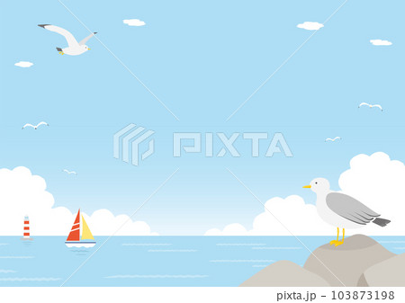カモメと海のイメージイラスト_2_横 103873198