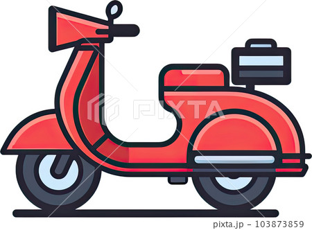 Delivery Red Motorcycle Cartoon Style Delivery Red Motorcycle Cartoon Style 103873859