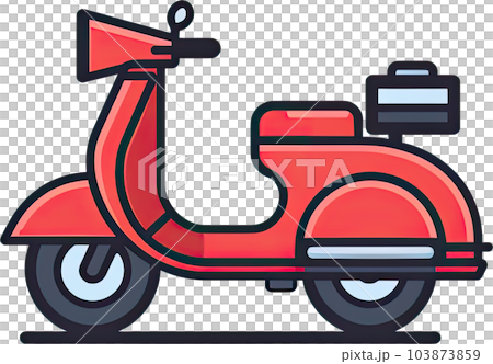 Delivery Red Motorcycle Cartoon Style Delivery Red Motorcycle Cartoon Style 103873859