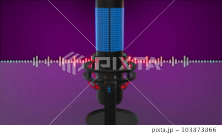 Microphone and abstract wave technology background. Podcast, streaming concept. 103873866