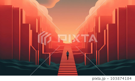目標に向かって人生の階段を進むビジネスマン Generative Ai. 目標に向かって人生の階段を進むビジネスマン Generative Ai. 103874184