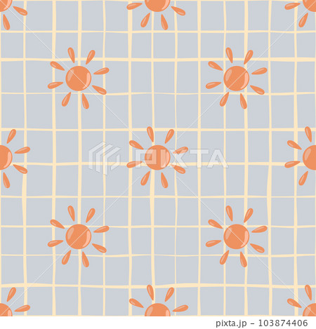 Sun seamless hand drawn pattern in doodle style. 103874406