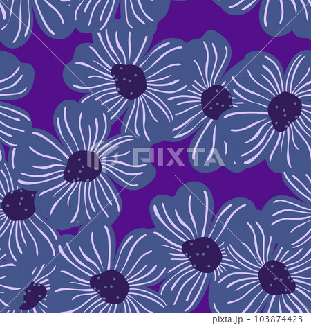 Big bud chamomile flower seamless pattern in simple style. Cute stylized flowers background. Big bud chamomile flower seamless pattern in simple style. Cute stylized flowers background. 103874423
