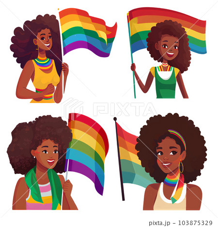 set vector illustration of multicultural women pride lgbt isolate on white background 103875329