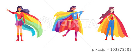 set vector illustration of afro american woman with rainbow flag isolate on white 103875505