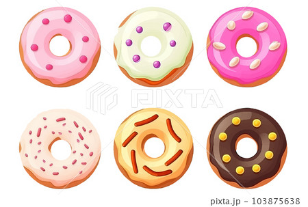 set vector illustration of multicolored glaze on donut isolated on white background 103875638