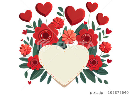 vector illustration of frame background with heart spring concept 103875640