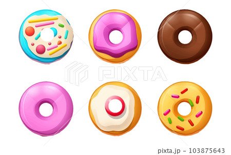 set vector illustration of multicolored glaze on donut isolated on white background 103875643