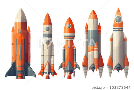 ui set vector illustration of rocket starting fly isolated on white background 103875644