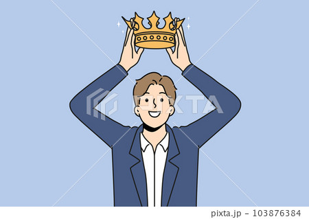 Smiling businesswoman out crown on head  103876384