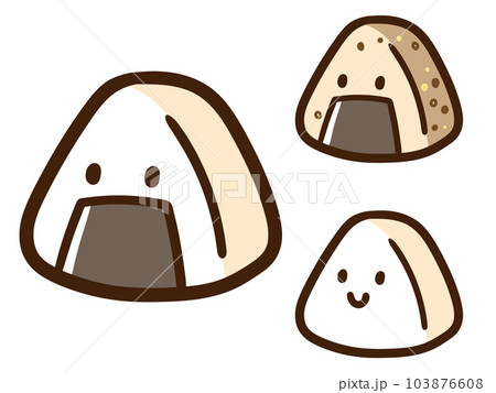 色々な種類のおにぎりのキャラクターのデフォルメイラストセット 103876608