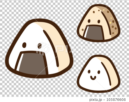 色々な種類のおにぎりのキャラクターのデフォルメイラストセット 103876608