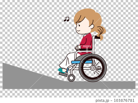 スロープと車椅子の女性 103876781