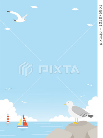 カモメと海のイメージイラスト_2_縦 カモメと海のイメージイラスト_2_縦 103876901
