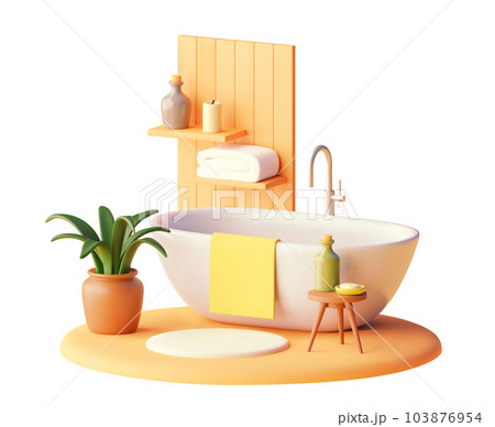 Vector bathroom with bathtub and shelves Vector bathroom with bathtub and shelves 103876954