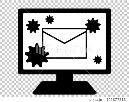 顯示受病毒感染的電子郵件的計算機的插圖素材 103877218