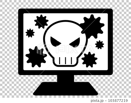 骷髏標記被黑客攻擊的個人計算機圖像插圖素材 103877219
