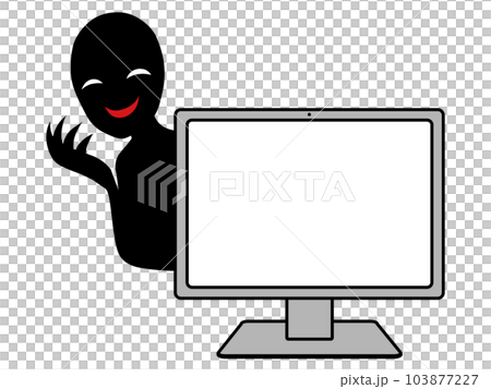 個人電腦和反派形象的插圖素材 個人電腦和反派形象的插圖素材 103877227