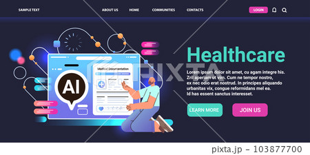 man patient reading electronic medical documentation report on digital screen medicine ai healthcare concept man patient reading electronic medical documentation report on digital screen medicine ai healthcare concept 103877700