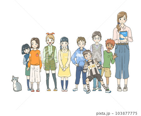 小学生のクラスメイトのイラスト 103877775
