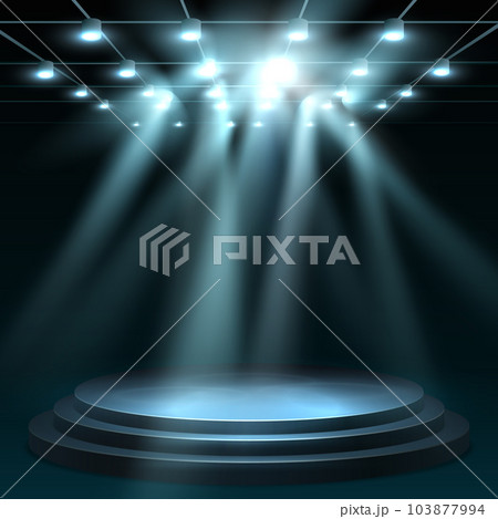 Spotlights With Stage. Scene with lights and beams 103877994