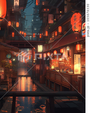 ジブリでアジアな雰囲気の風景・背景・街のイラスト③ ジブリでアジアな雰囲気の風景・背景・街のイラスト③ 103878330