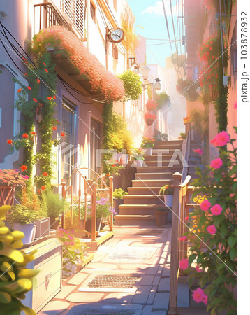 ジブリな街の風景・背景のイラスト⑤のイラスト素材 [103878932] - PIXTA