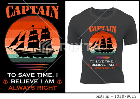 Boat t-shirt design, graphic for t-shirt and other uses. Vector design classic vintage template 103879615
