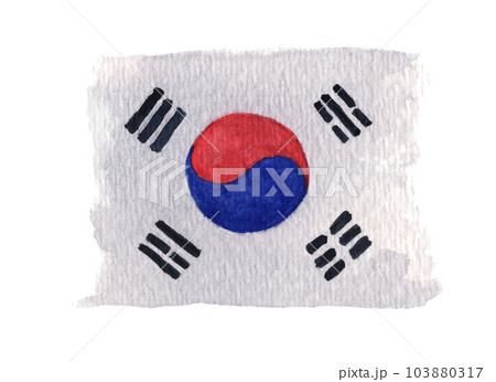 Watercolor flag of the South Korea. 103880317
