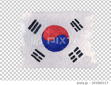 Watercolor flag of the South Korea. 103880317