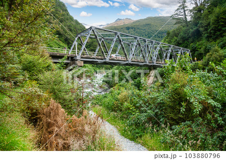 Gates of Haast gorge and bridge West Coast South Island New Zealand 103880796