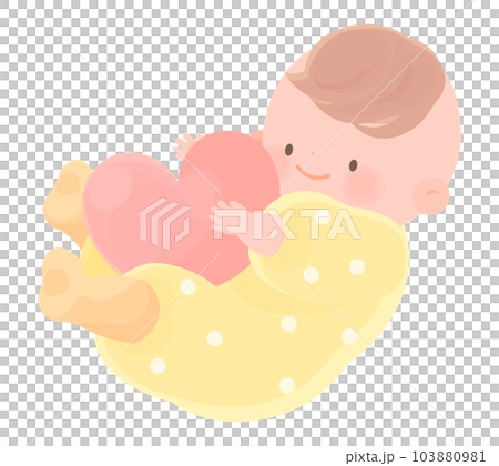 ハートを抱っこする赤ちゃん 103880981