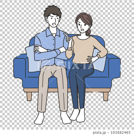 couple arguing on sofa couple arguing on sofa 103882465