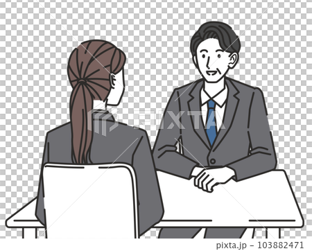 A woman receiving an interview A woman receiving an interview 103882471